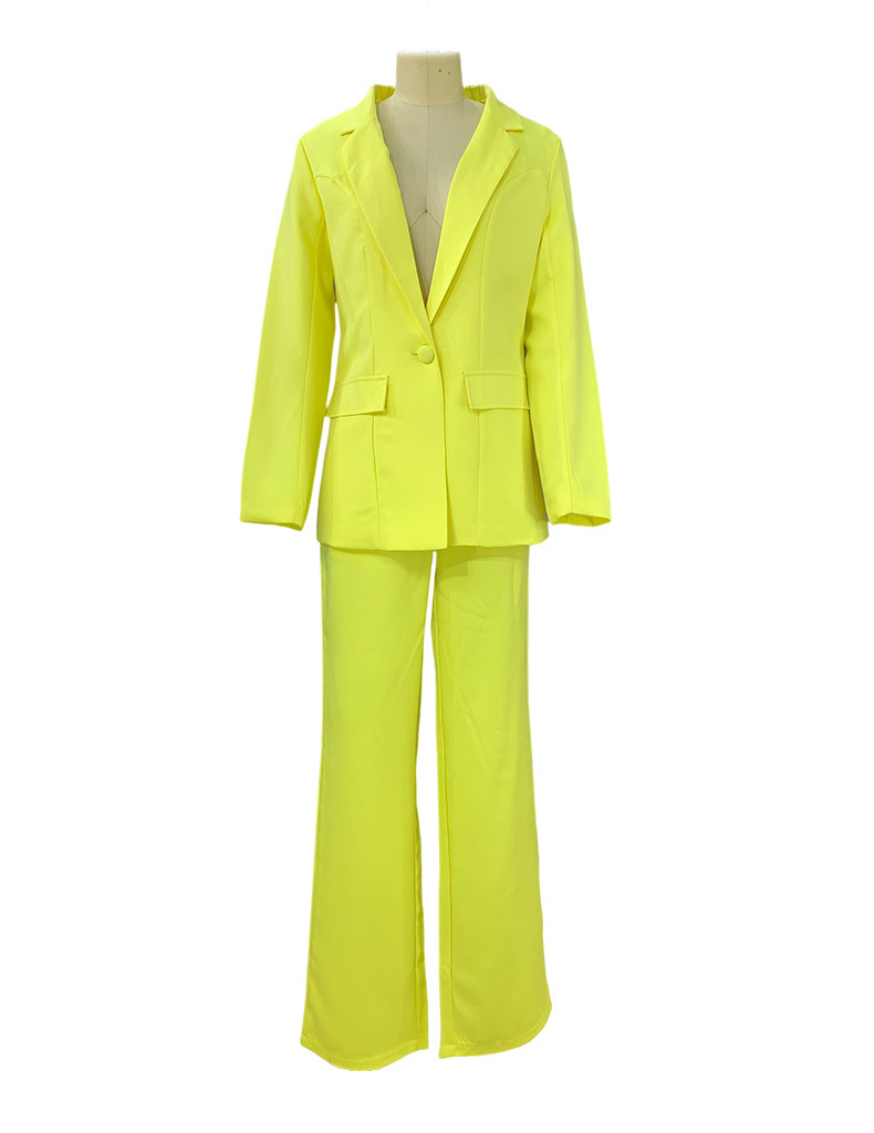 Spring Women's Fashion Chic Long Sleeve Blazer With Straight Pants Set