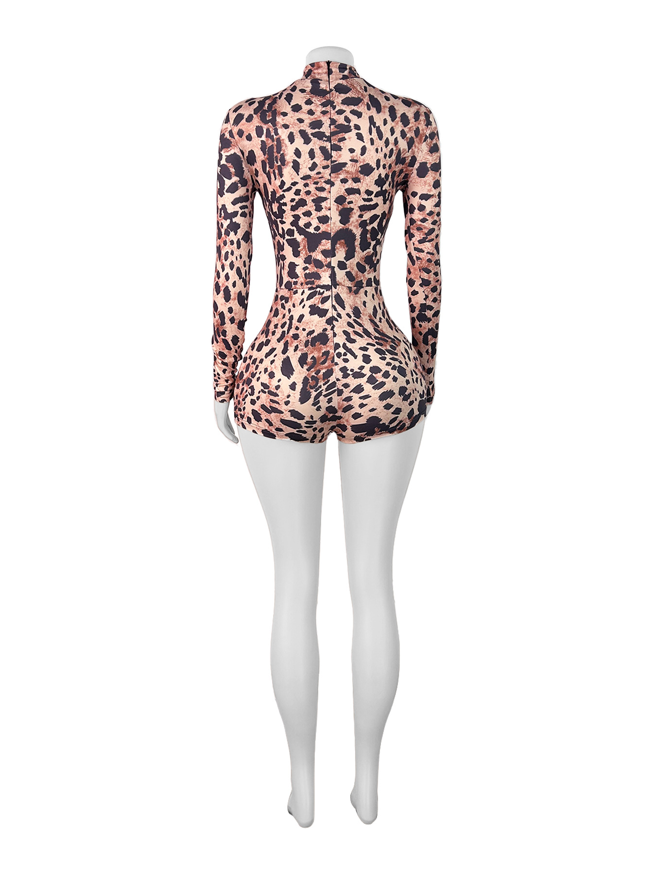 Women Leopard Zipper Print Jumpsuit