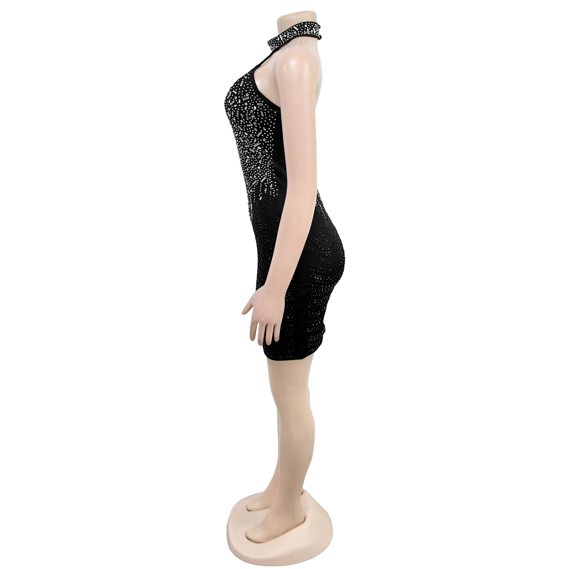 Women Beaded Sleeveless Backless Sexy Bodycon Dress