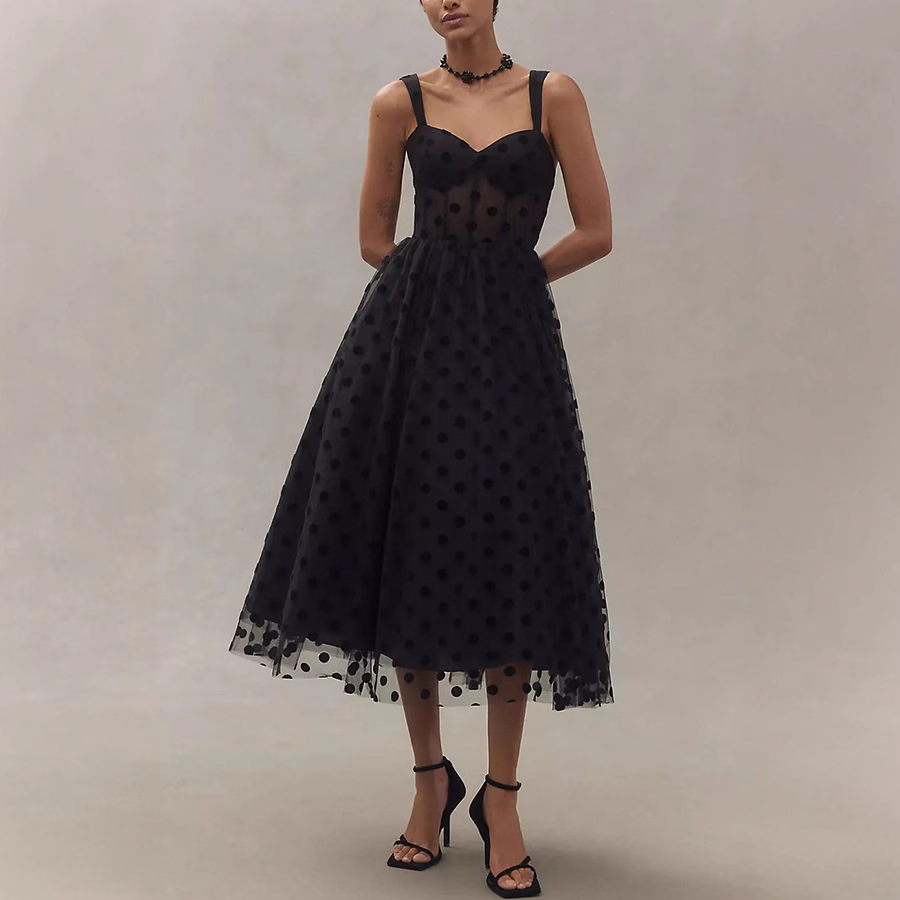 Sexy Mesh Zipper Gowns Casual Loose A-line Party Dress