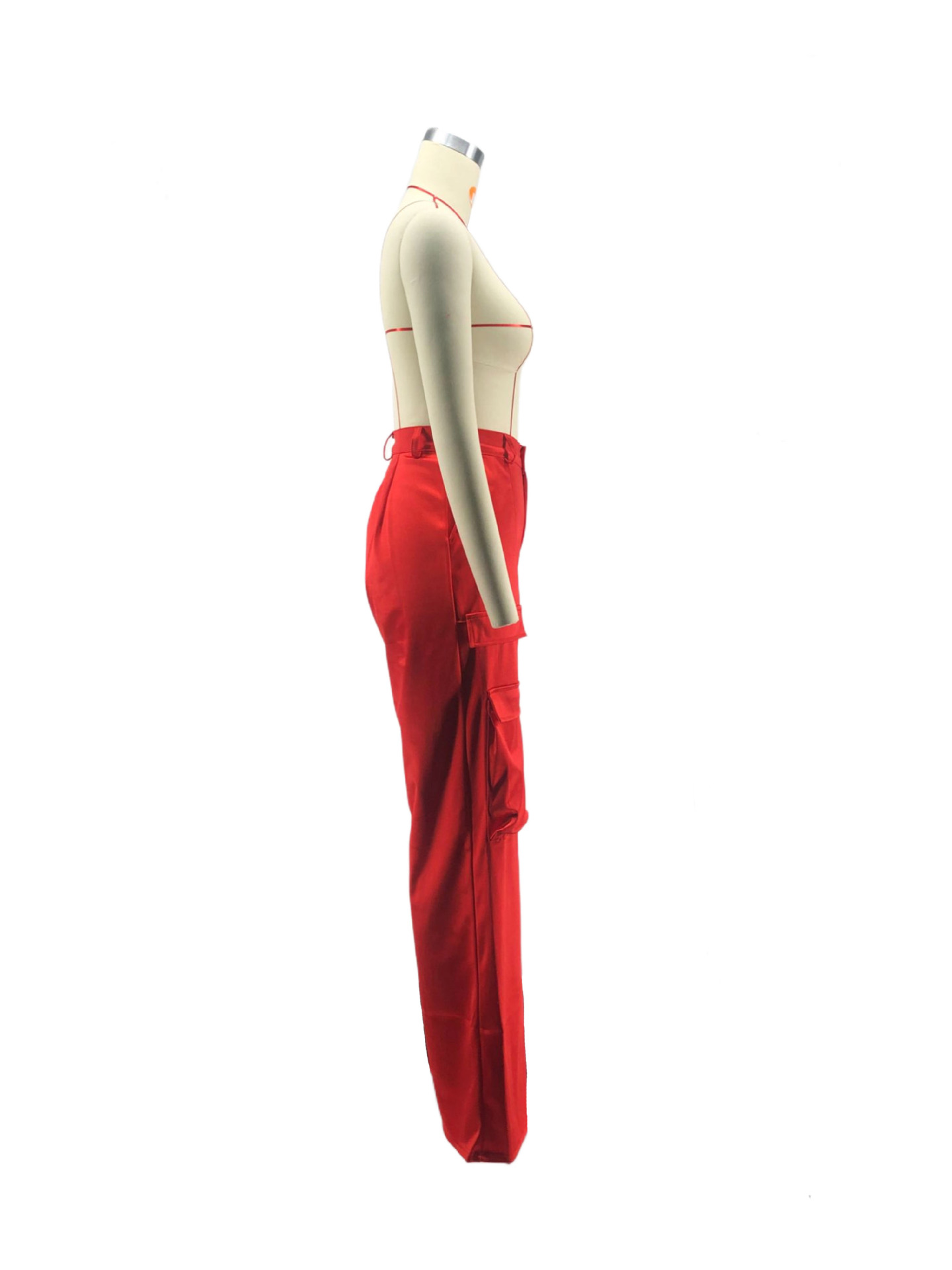 Women Casual Zipper Solid Pocket Zipper Trousers