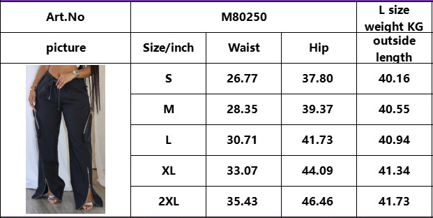 Women Street Casual Zipper Slit Cargo Pants